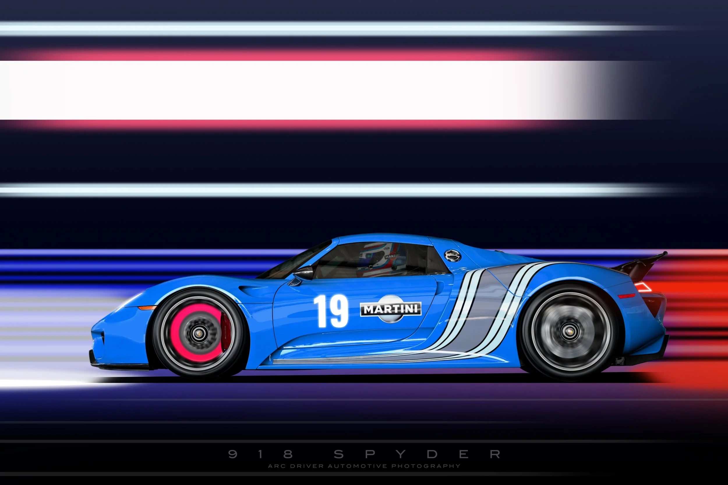 Porsche 918 Spyder On Track at Night Poster Art Print | Transform